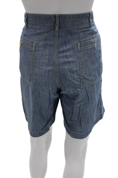 J Crew Men Chino Shorts Blue 100% Cotton Button Size 34W