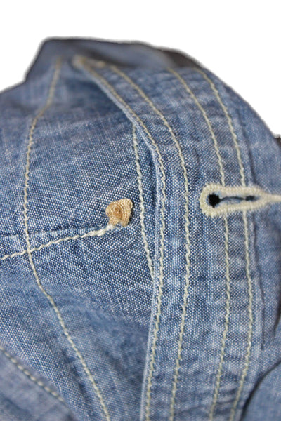 J Crew Men Chino Shorts Blue 100% Cotton Button Size 34W