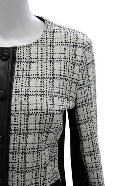 Karl Lagerfeld Women Blazer Black Checked Button Front Long Sleeve Size 6