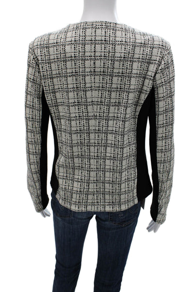 Karl Lagerfeld Women Blazer Black Checked Button Front Long Sleeve Size 6