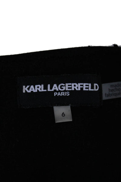 Karl Lagerfeld Women Blazer Black Checked Button Front Long Sleeve Size 6