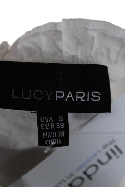 Lucy Paris Womens Classic White Cotton Long Sleeve Button Up Blouse Size S