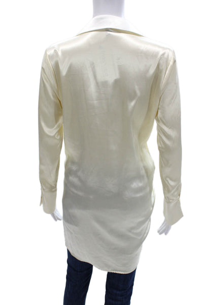 Aqua Women Tunic Blouse Beige Collared Button-Up Long Sleeve Size XS