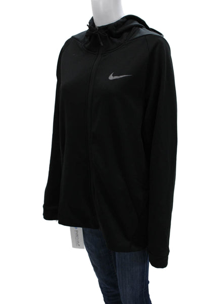 Nike Unisex Full-Zip Hoodie Black High Neck Drawstring Polyester Size L