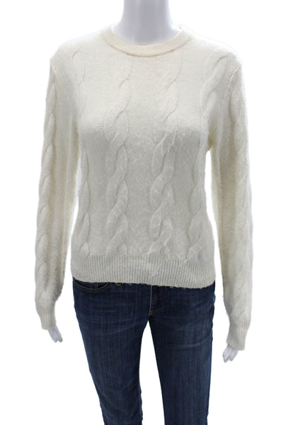 MNG Unisex Pullover Sweater White Crew Neck Long Sleeve Size XS