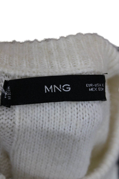 MNG Unisex Pullover Sweater White Crew Neck Long Sleeve Size XS