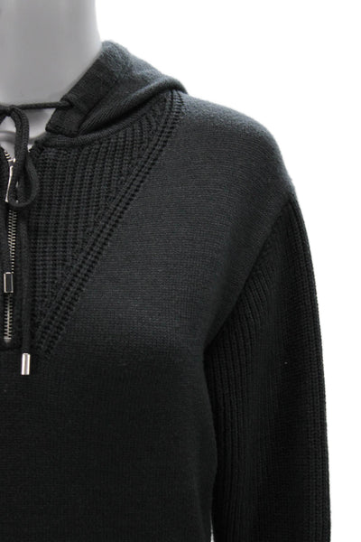 Zara Womens Henley Hoodie Dark Gray Long Sleeve Drawstring Size M