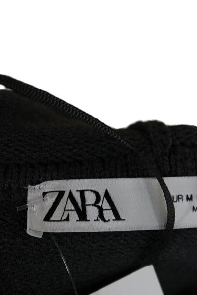 Zara Womens Henley Hoodie Dark Gray Long Sleeve Drawstring Size M
