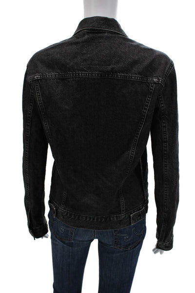 Levis Womens Black Cotton Collared Button Jacket Long Sleeve Classic Size S