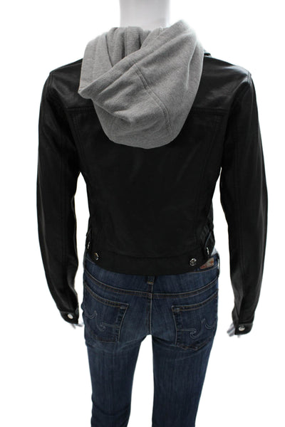 Aqua Womens Motorcycle Jacket Black PU Button Long Sleeve Biker Size XS