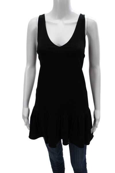 Amanda Uprichard Women Black V-Neck Sleeveless Tunic Tank 97% Polyester Size PP
