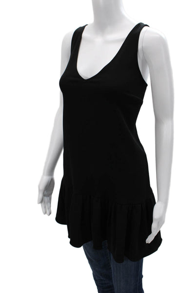 Amanda Uprichard Women Black V-Neck Sleeveless Tunic Tank 97% Polyester Size PP
