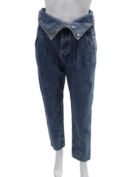 Re/Done Unisex Blue Paperbag Tapered High Rise Jeans Button Fly 28in Size 24