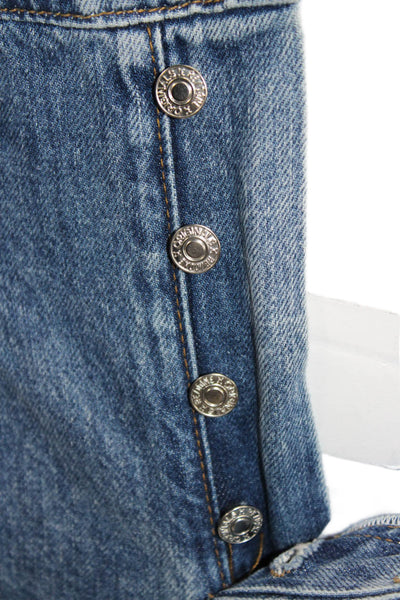 Re/Done Unisex Blue Paperbag Tapered High Rise Jeans Button Fly 28in Size 24