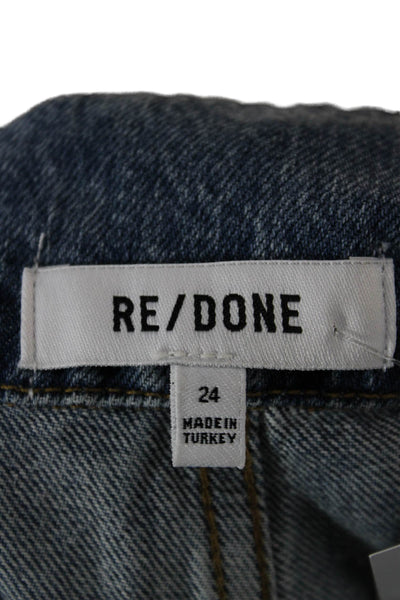 Re/Done Unisex Blue Paperbag Tapered High Rise Jeans Button Fly 28in Size 24