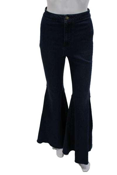 Free People Womens Flared Dark Blue High Rise Jeans Size 26