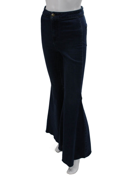 Free People Womens Flared Dark Blue High Rise Jeans Size 26