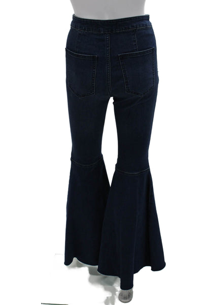 Free People Womens Flared Dark Blue High Rise Jeans Size 26