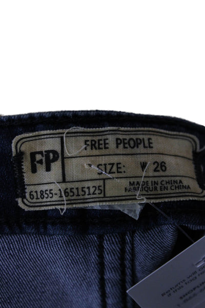 Free People Womens Flared Dark Blue High Rise Jeans Size 26