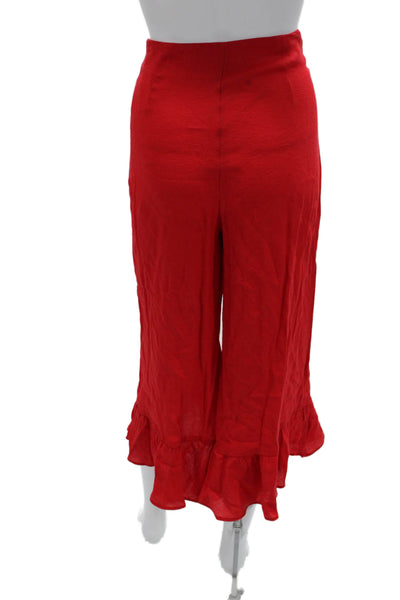 Feather Bone Anthropologie Women Cropped Tie Waist Pants Red Bohemian Size 2