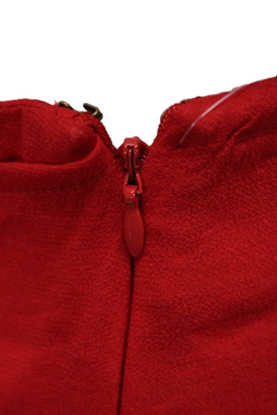 Feather Bone Anthropologie Women Cropped Tie Waist Pants Red Bohemian Size 2