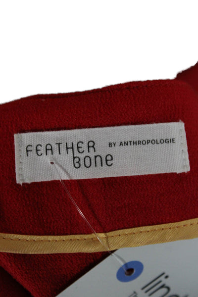 Feather Bone Anthropologie Women Cropped Tie Waist Pants Red Bohemian Size 2