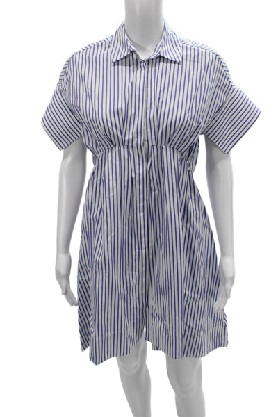 Victoria Beckham Women Shirt Dress Blue Striped Cotton Size XS