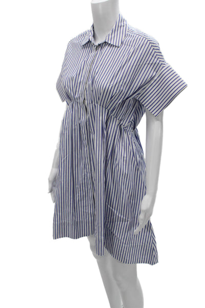 Victoria Beckham Women Shirt Dress Blue Striped Cotton Size XS