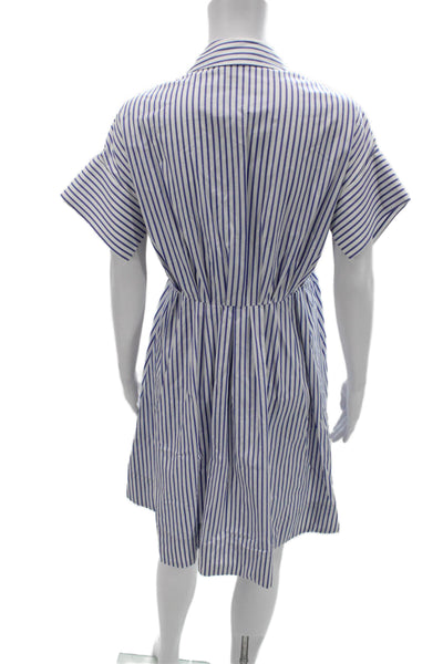 Victoria Beckham Women Shirt Dress Blue Striped Cotton Size XS