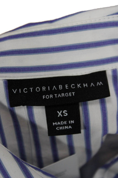 Victoria Beckham Women Shirt Dress Blue Striped Cotton Size XS