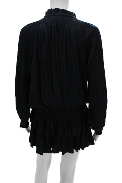 Current Air Womens Dark Blue High Neck Long Sleeve Bohemian Short Dress Size S