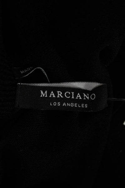 Marciano Womens Maxi Sweater Dress Black V Neck Short Sleeve Wool Silk Size S