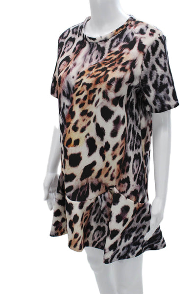 Zara Womens T-Shirt Dress Animal Print Beige Short Sleeve Size M