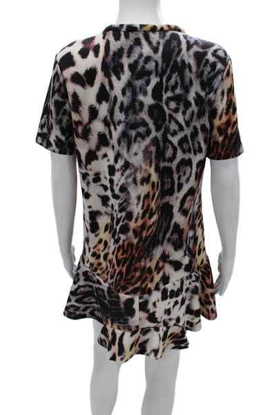 Zara Womens T-Shirt Dress Animal Print Beige Short Sleeve Size M