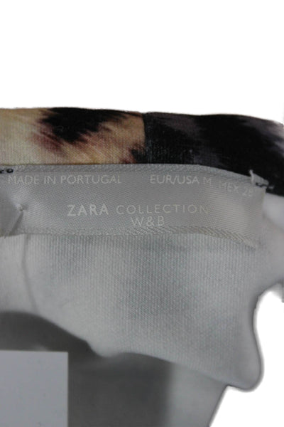 Zara Womens T-Shirt Dress Animal Print Beige Short Sleeve Size M