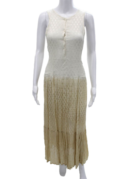 Muche Et Muchette Women Maxi Tank Dress Beige Geometric Sleeveless Size L