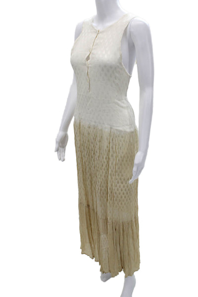 Muche Et Muchette Women Maxi Tank Dress Beige Geometric Sleeveless Size L