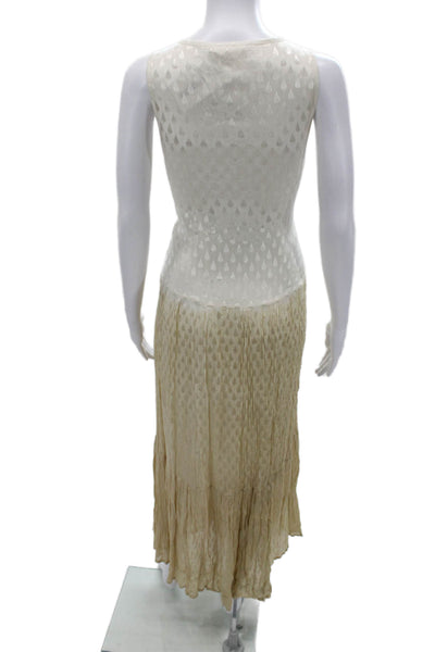 Muche Et Muchette Women Maxi Tank Dress Beige Geometric Sleeveless Size L