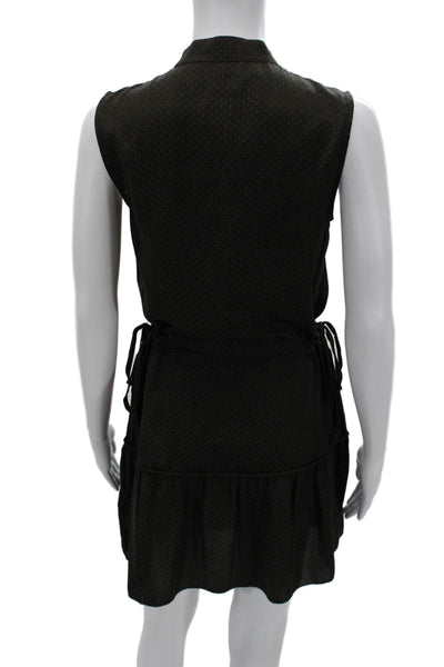 Allsaints Womens Shirt Dress Black Polka Dot Collared Sleeveless Short Size 2