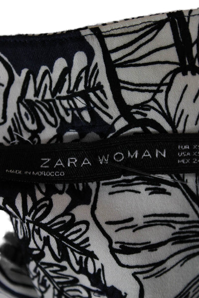 Zara Woman Womens A-Line Wrap Skirt Black Floral Long Size XS