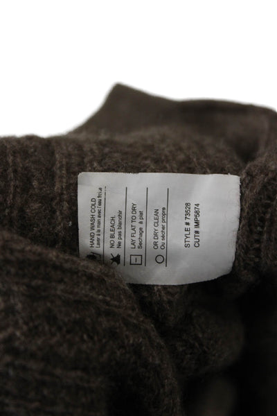 Vince Unisex Brown Herringbone V-Neck Pullover Sweater 50% Yak 50% Wool Size S
