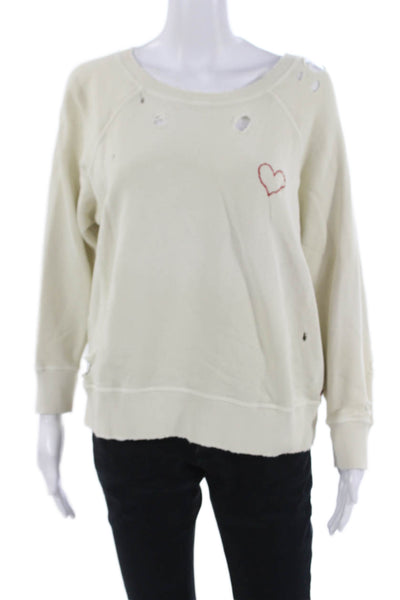 Philanthropy Womens Pullover Sweatshirts Beige Cotton Long Sleeve Size M