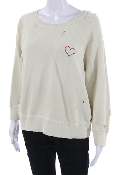 Philanthropy Womens Pullover Sweatshirts Beige Cotton Long Sleeve Size M