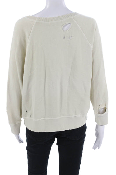 Philanthropy Womens Pullover Sweatshirts Beige Cotton Long Sleeve Size M