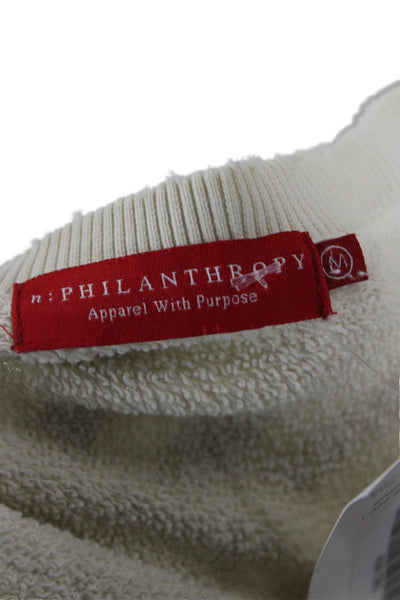 Philanthropy Womens Pullover Sweatshirts Beige Cotton Long Sleeve Size M