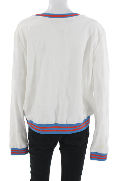 Love Moschino Women Pullover Sweatshirt White Crew Neck Long Sleeve Size 12