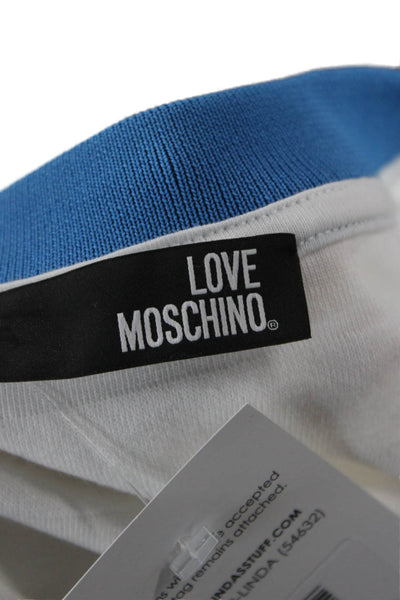 Love Moschino Women Pullover Sweatshirt White Crew Neck Long Sleeve Size 12
