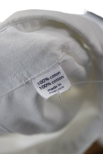 Hartford Mens Point Collar Button-Up White Cotton Long Sleeve Classic Size M