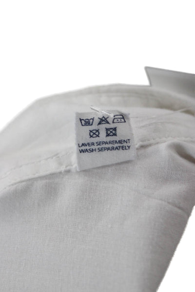 Hartford Mens Point Collar Button-Up White Cotton Long Sleeve Classic Size M