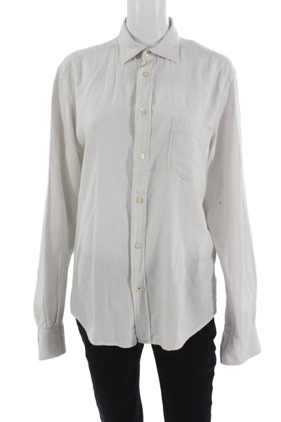 Hartford Mens Button-Down Cotton Long Sleeve White Shirt Size M